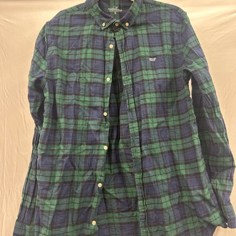 Vineyard Vines Green and Blue Flannel Shirt